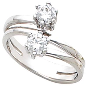 Two-Stone Bypass Ring Mounting for Round Gemstones