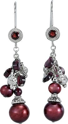Freshwater Cultured Dyed Pearl & Rhodolite Garnet Earrings