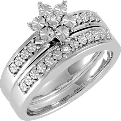 Floral-Inspired Diamond Illusion Engagement Ring or Matching Band