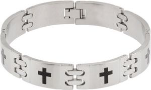 Stainless Steel Link Bracelet with Cross