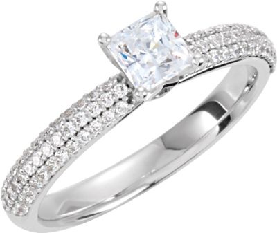 Solitaire Ring Mounting for Princess Cut Diamond