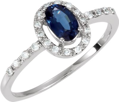 Genuine Blue Sapphire & Diamond Ring