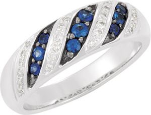 Genuine Blue Sapphire & Diamond Ring