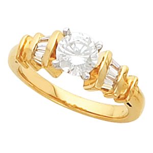 Engagement Ring & Band Mounting with Baguette Accents