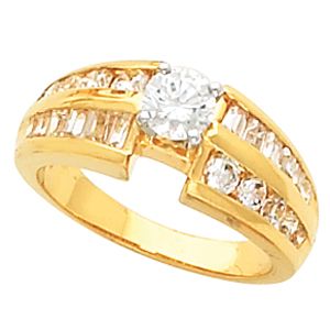 Engagement Ring Mounting with Baguette Accents
