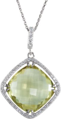 Halo-Style Antique Square Shaped Dangle Pendant or Necklace