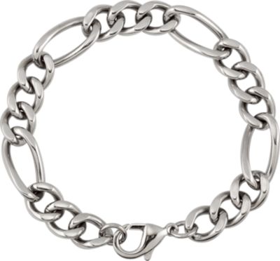 Stainless Steel & Gold Plated Figaro Bracelet or Chain with Lobster Clasp