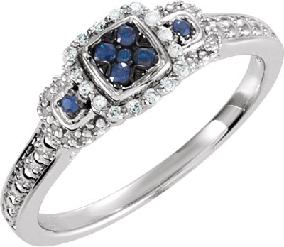 Genuine Blue Sapphire & Diamond Ring