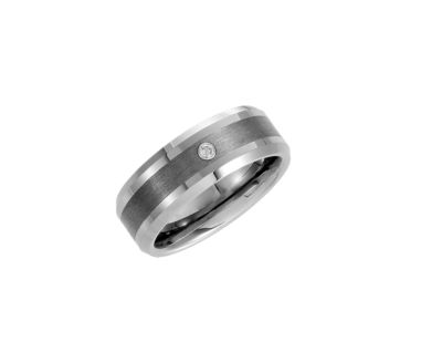 Dura Tungsten&reg; Beveled Diamond Band with Satin Center