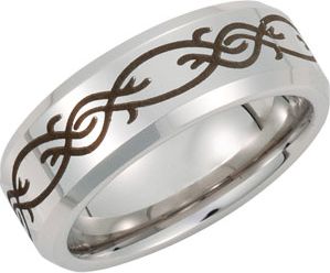 Dura Cobalt&trade; Band with Black Laser Engraving