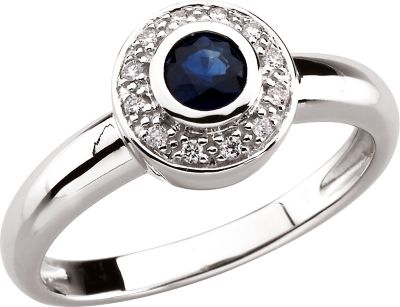Genuine Blue Sapphire & Diamond Ring