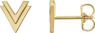 14kt Yellow Double "V" Earrings