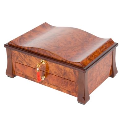 Rustic Burl with Curved Top Jewelry Chest