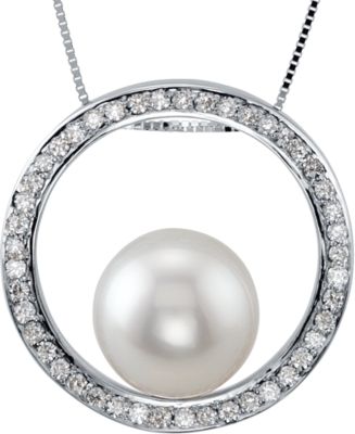 South Sea Cultured Pearl & 1/2 ct tw Diamond Necklace