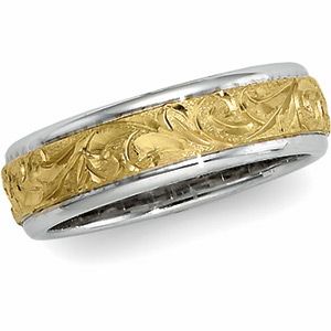 6 mm Two-Tone Hand-Engraved Band
