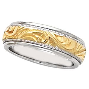 6 mm Two-Tone Hand-Engraved Band
