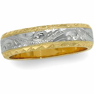 6 mm Two-Tone Hand-Engraved Band