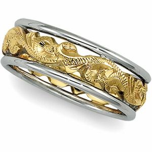 6.5 mm Two-Tone Openwork Hand-Engraved Band