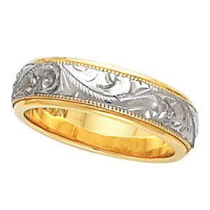 6mm Two Tone Hand Engraved Band