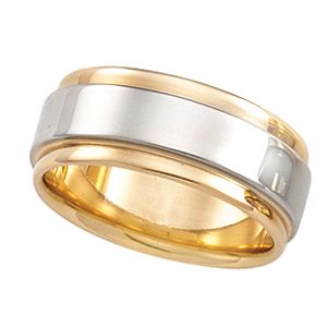 7.5 mm Two-Tone Grooved-Edge Flat Comfort-Fit Band
