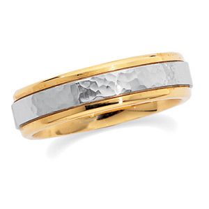 6mm Two Tone Comfort Fit Hammer Finish Band