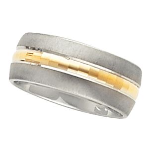 8mm Two Tone Wedding Band