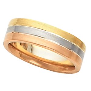 6mm Tri-Color Wedding Band