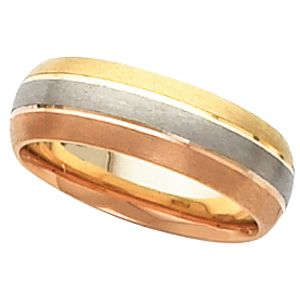 6mm Tri-Color Wedding Band