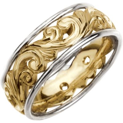 Two-Tone Openwork Hand-Engraved Band