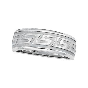 7mm Greek Key-Inspired Tapered Wedding Band