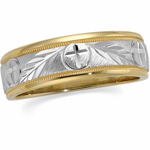 7mm Tapered Circle & Cross Wedding Band