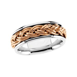 8mm 14K White & Rose Gold Handwoven Band