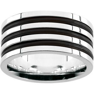 Ladies Sterling Silver and Rubber Fashion Ring