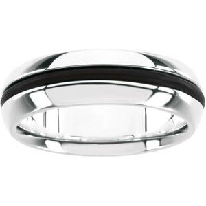 Ladies Sterling Silver and Rubber Fashion Ring