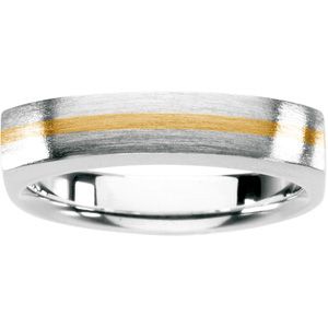 Ladies Two Tone Sterling Silver and 18kt yellow Insert Fashion Ring