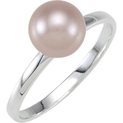 Stackable Pink 8.0mm Glass Pearl Ring