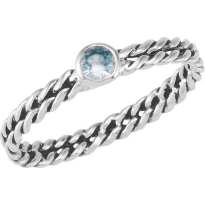 Stackable Aqua Colored CZ Ring