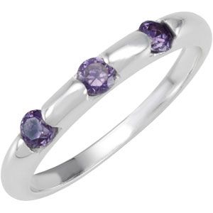Stackable Amethyst Colored CZ Ring