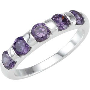 Stackable Amethyst Colored CZ Ring