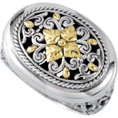 Filigree Design Ring with 18KY Accents