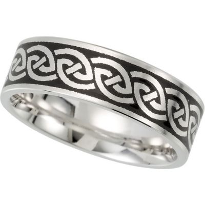 7mm Comfort Fit Enamel Ladies or Gents Wedding Band