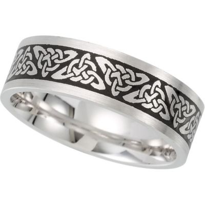 7mm Comfort Fit Enamel Ladies or Gents Wedding Band