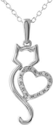 Tender Voices&reg; Cat Silhouette with Heart Necklace 