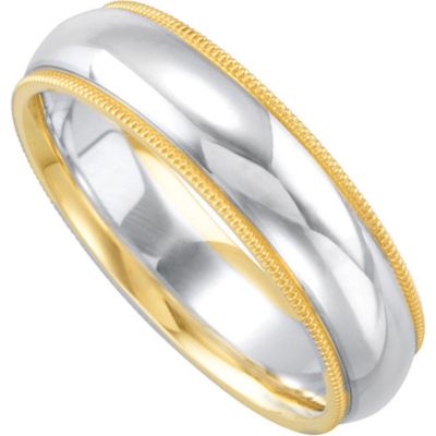 6mm Two Tone Comfort Fit Ladies or Gents Wedding Band