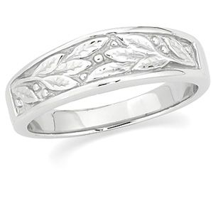 6.5mm Men's Tapered Leaf Design Band