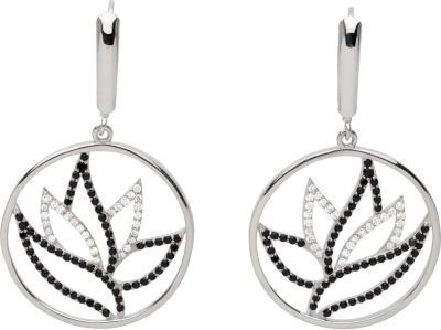 Genuine Black Spinel  & Diamond Earrings