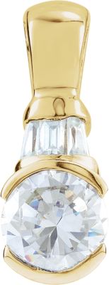 Solitaire Pendant Mounting with Baguette Accents