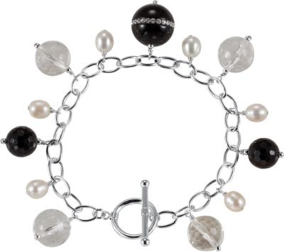 Onyx, Crystal & Freshwater Pearl Bracelet