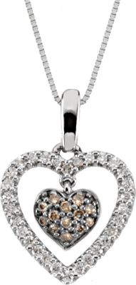 1/4 ct tw Brown & White Diamond Heart Necklace