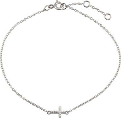 Cubic Zirconia Sideways Cross Design Bracelet